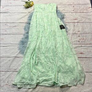 Lulus Garden of Romance Mint Green Floral Burnout Strapless Maxi Dress